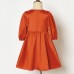 Sweet Orange Satin Round Neck Mom Girl Matching Dress