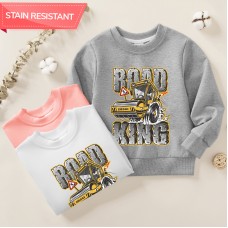 【12M-9Y】Boy Road Roller Print Cotton Stain Resistant Long Sleeve Sweatshirt