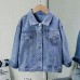 【3Y-12Y】Girl Casual Bunny Bear Sequin Embroidered Bowknot Lapel Denim Jacket