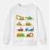 【12M-9Y】Boy Cotton Stain Resistant Excavator Bulldozers Print Long Sleeve Sweatshirt