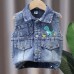 【18M-8Y】Boys Dinosaur Embroidered Denim Vest