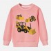 【12M-9Y】Boys Cotton Stain Resistant Excavator And Tractor Print Long Sleeve Sweatshirt