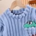 【9M-4Y】2-piece Boys Thick Flannel Dinosaur Embroidered Pajama Set