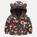 【18M-6Y】Girls Thick Animal Print Reversible Hooded Fleece Coat