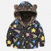 【18M-6Y】Girls Thick Heart Leopard Print Reversible Hooded Fleece Coat