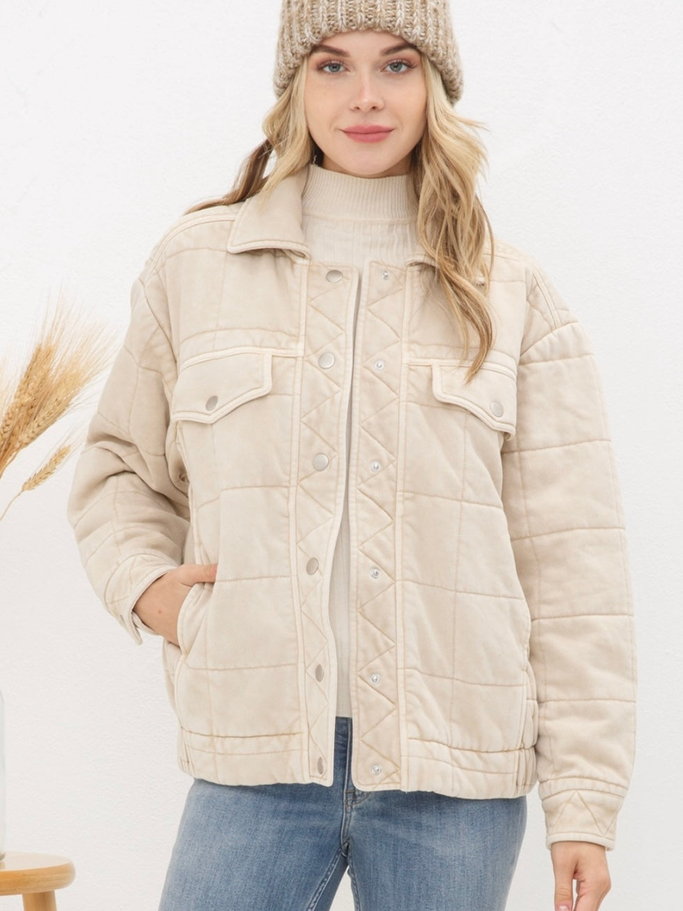 Stone Washed Quilted Jacket Stone Washed Quilted Jacket
