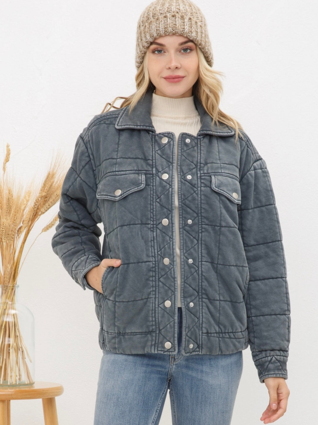 Stone Washed Quilted Jacket Stone Washed Quilted Jacket
