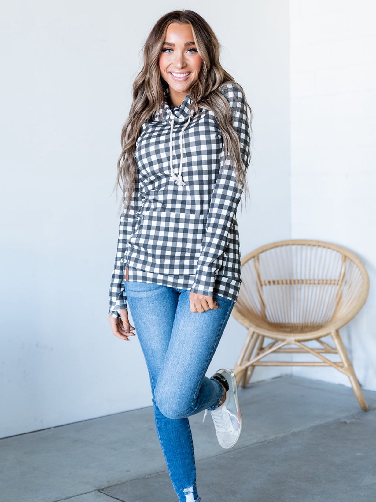 Plaid Love Cowlneck Sweatshirt Plaid Love Cowlneck Sweatshirt