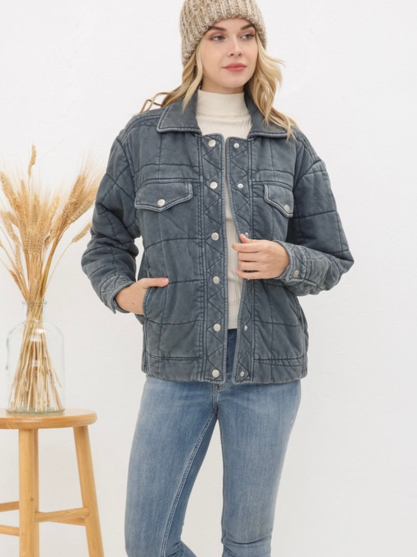 Stone Washed Quilted Jacket Stone Washed Quilted Jacket