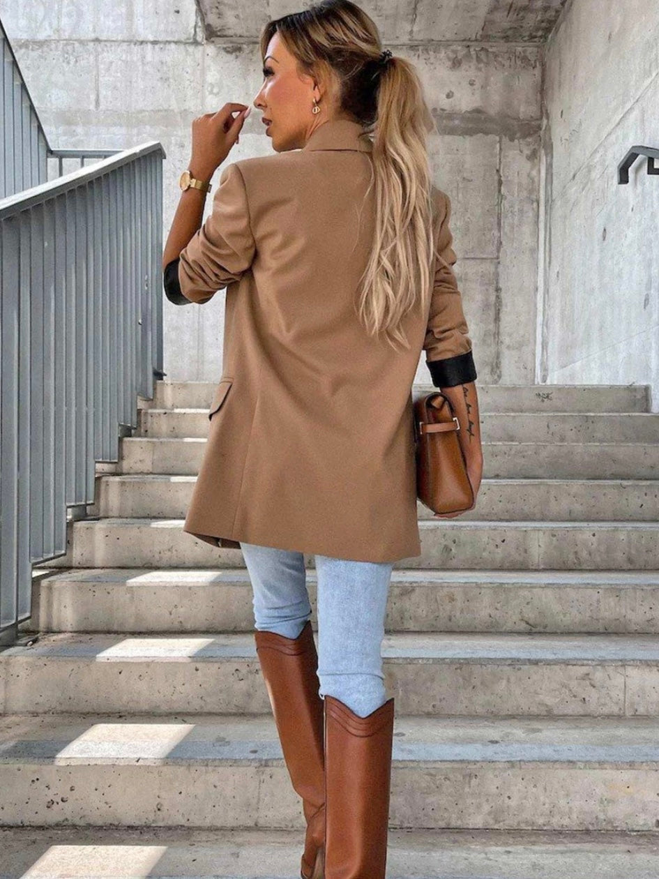 Myla Faux Leather Camel Blazer Myla Faux Leather Camel Blazer