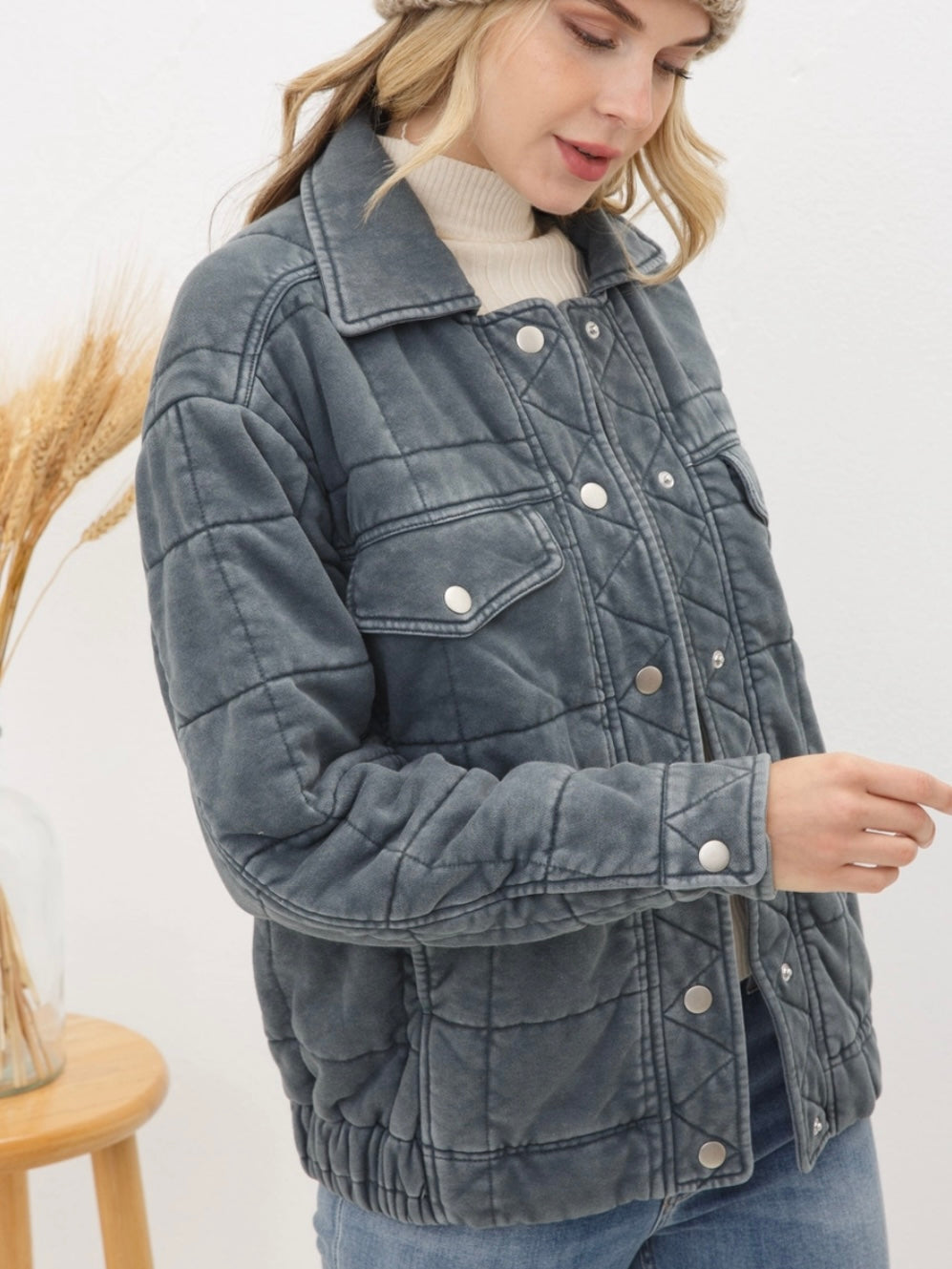 Stone Washed Quilted Jacket Stone Washed Quilted Jacket