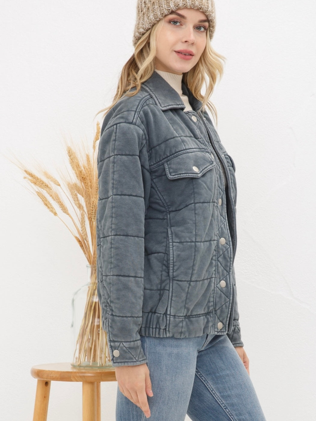 Stone Washed Quilted Jacket Stone Washed Quilted Jacket