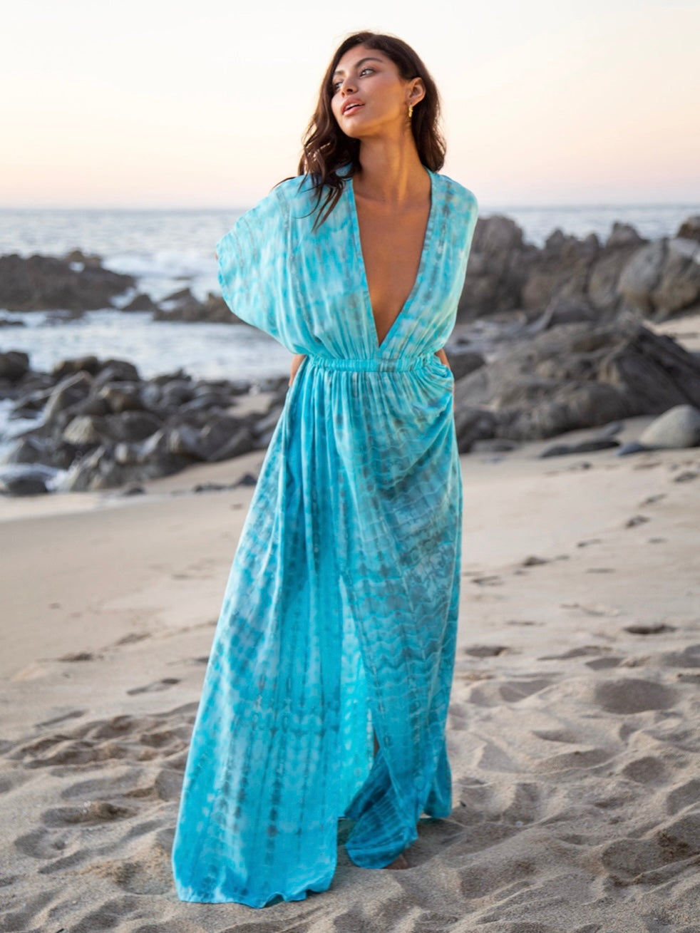 Blue Watercolor Kimono Dress Blue Watercolor Kimono Dress