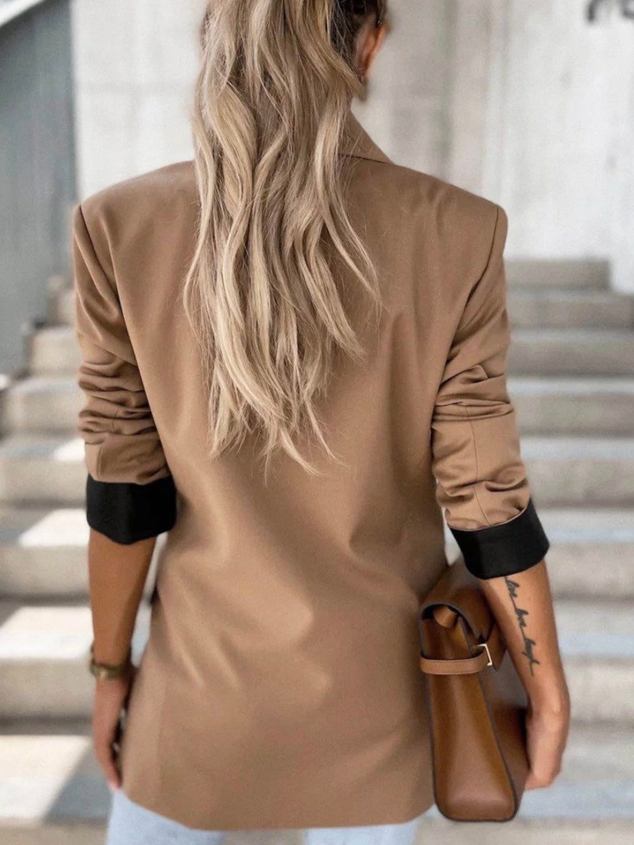 Myla Faux Leather Camel Blazer Myla Faux Leather Camel Blazer
