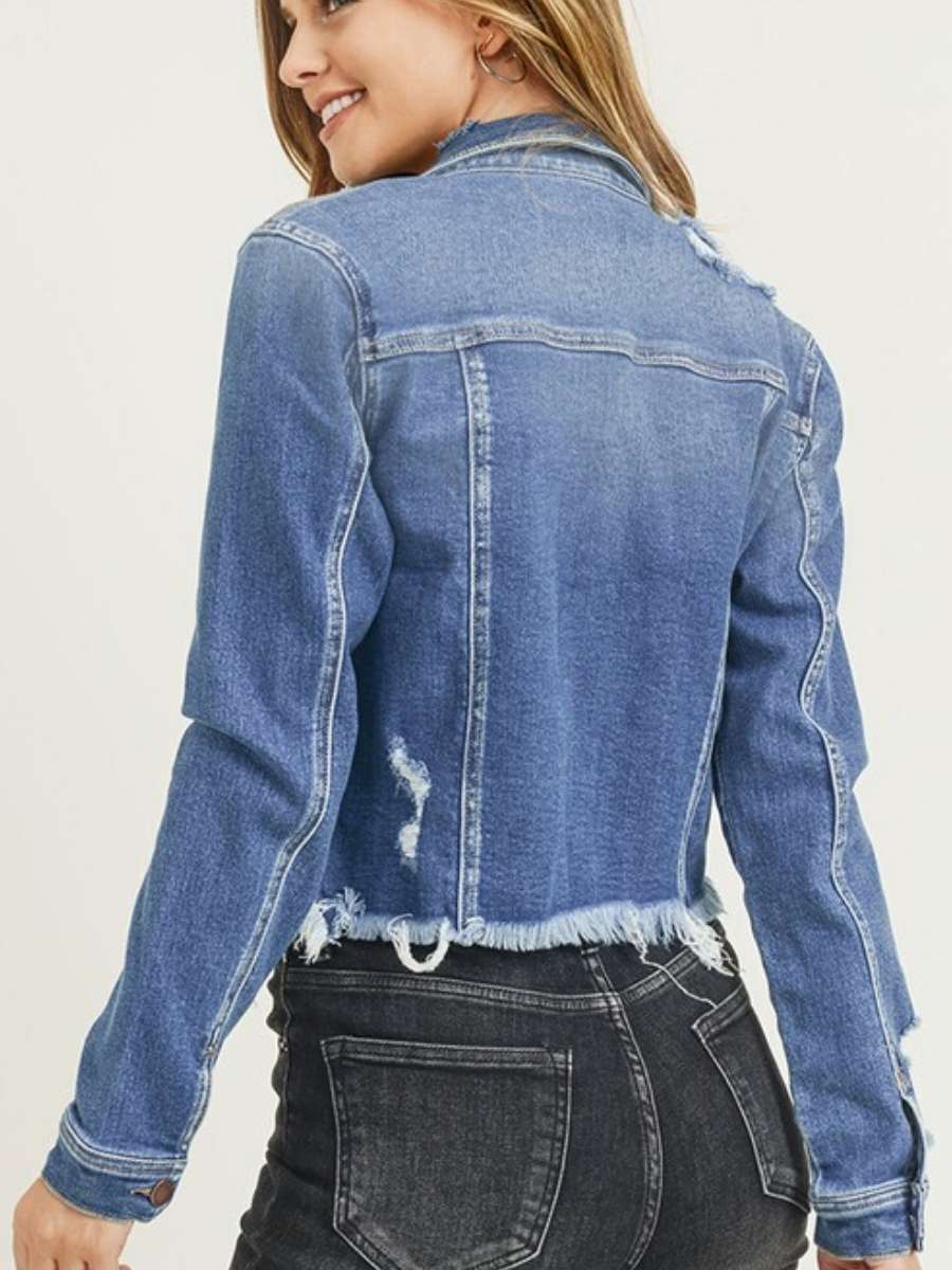 Raw Hem Blue Jean Jacket Raw Hem Blue Jean Jacket