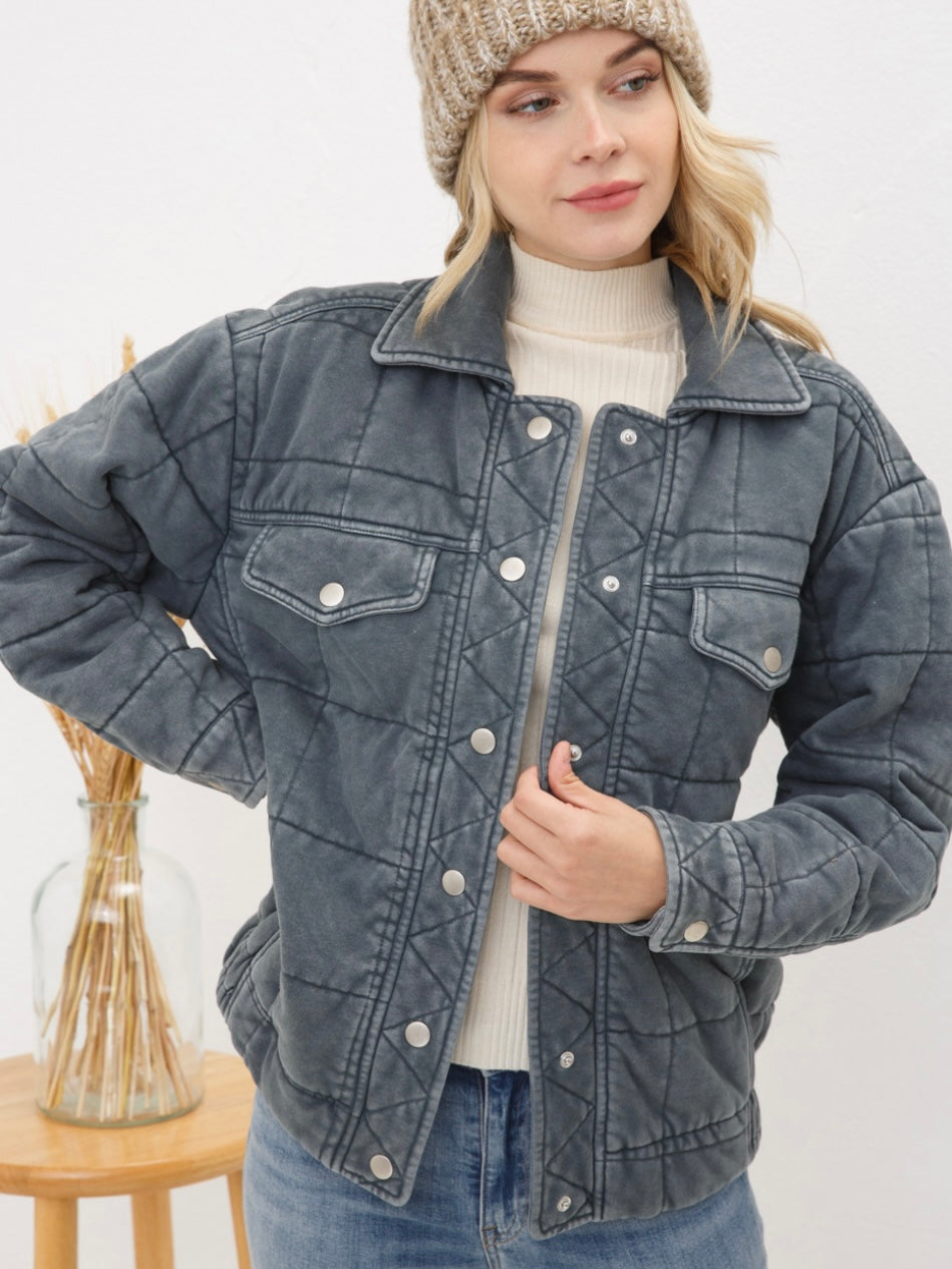 Stone Washed Quilted Jacket Stone Washed Quilted Jacket