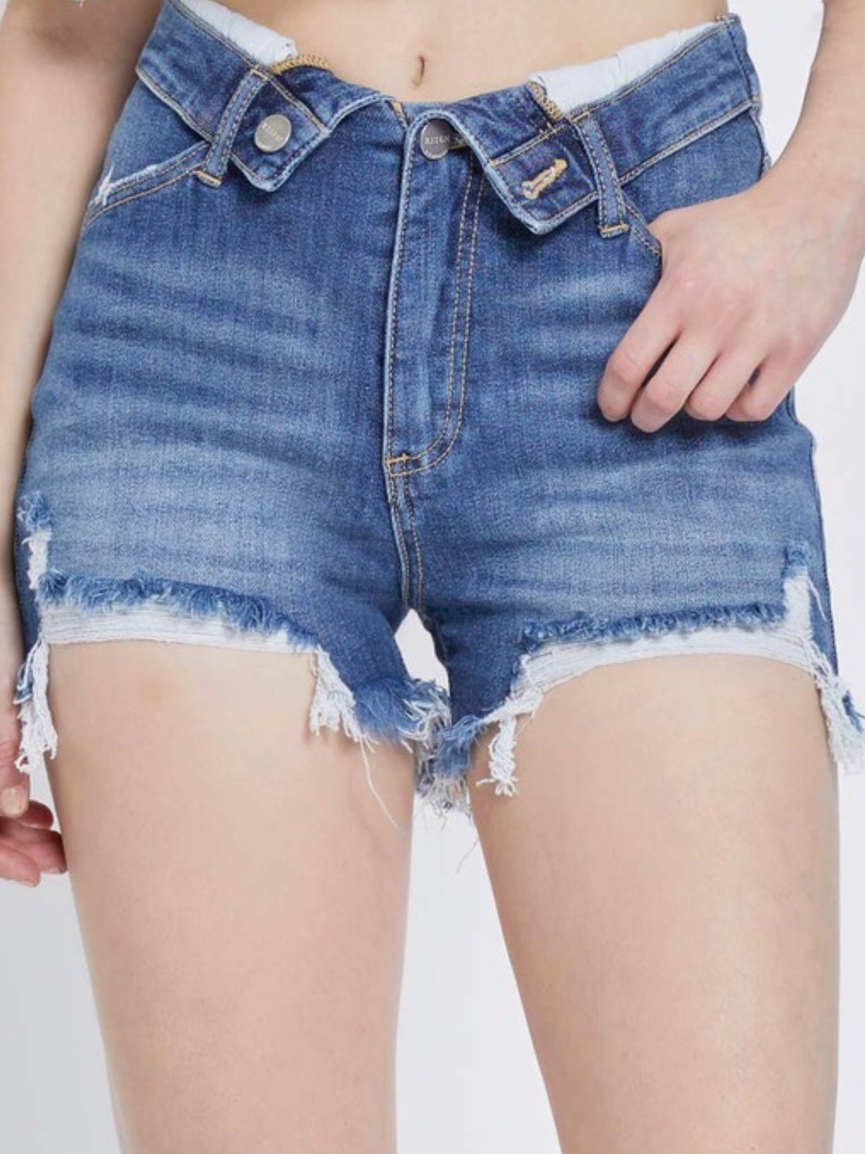 The Folded Waist Jean Shorts The Folded Waist Jean Shorts