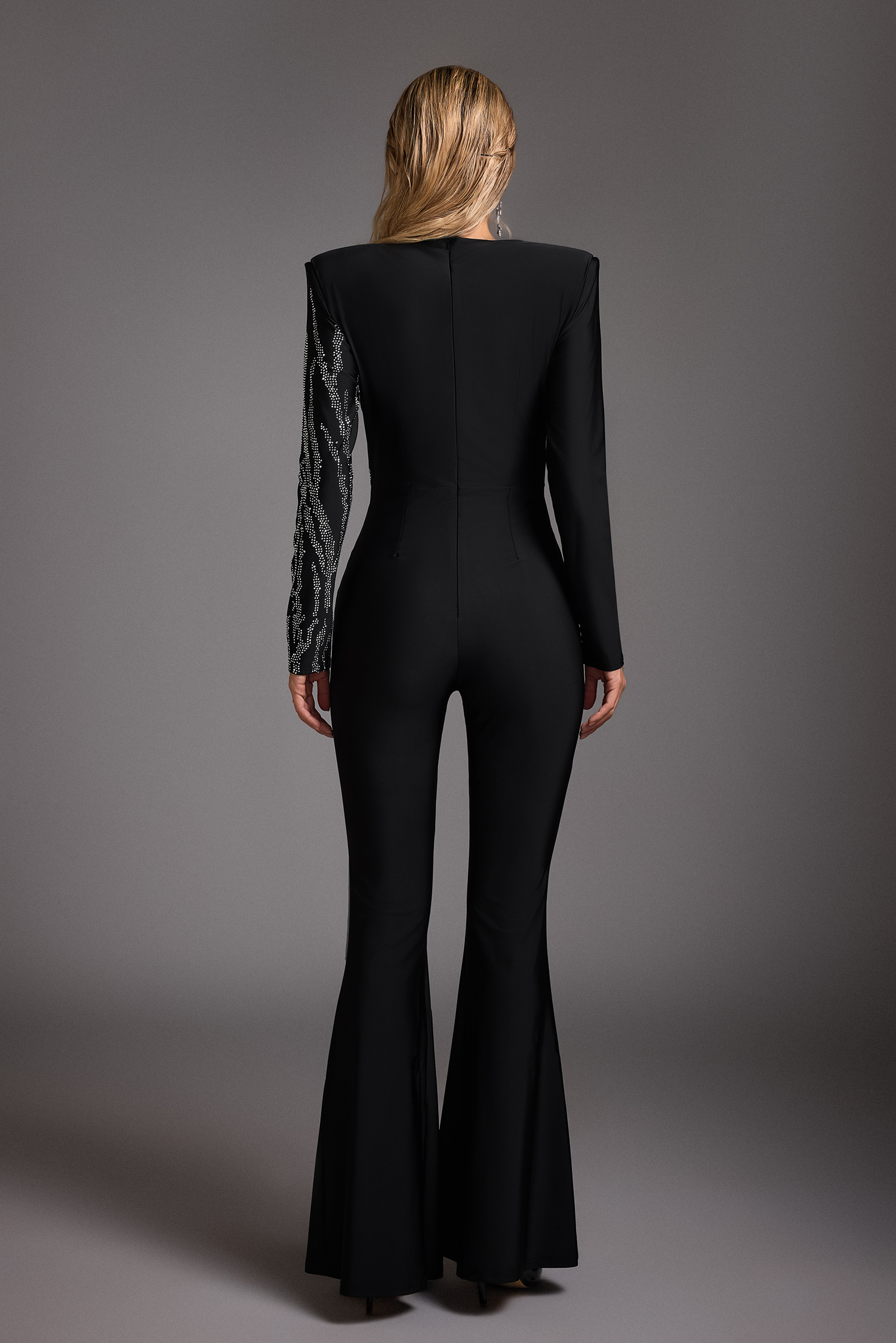 Jacqueline Sequins Deep V Jumpsuit - Black Jacqueline Sequins Deep V Jumpsuit - Black