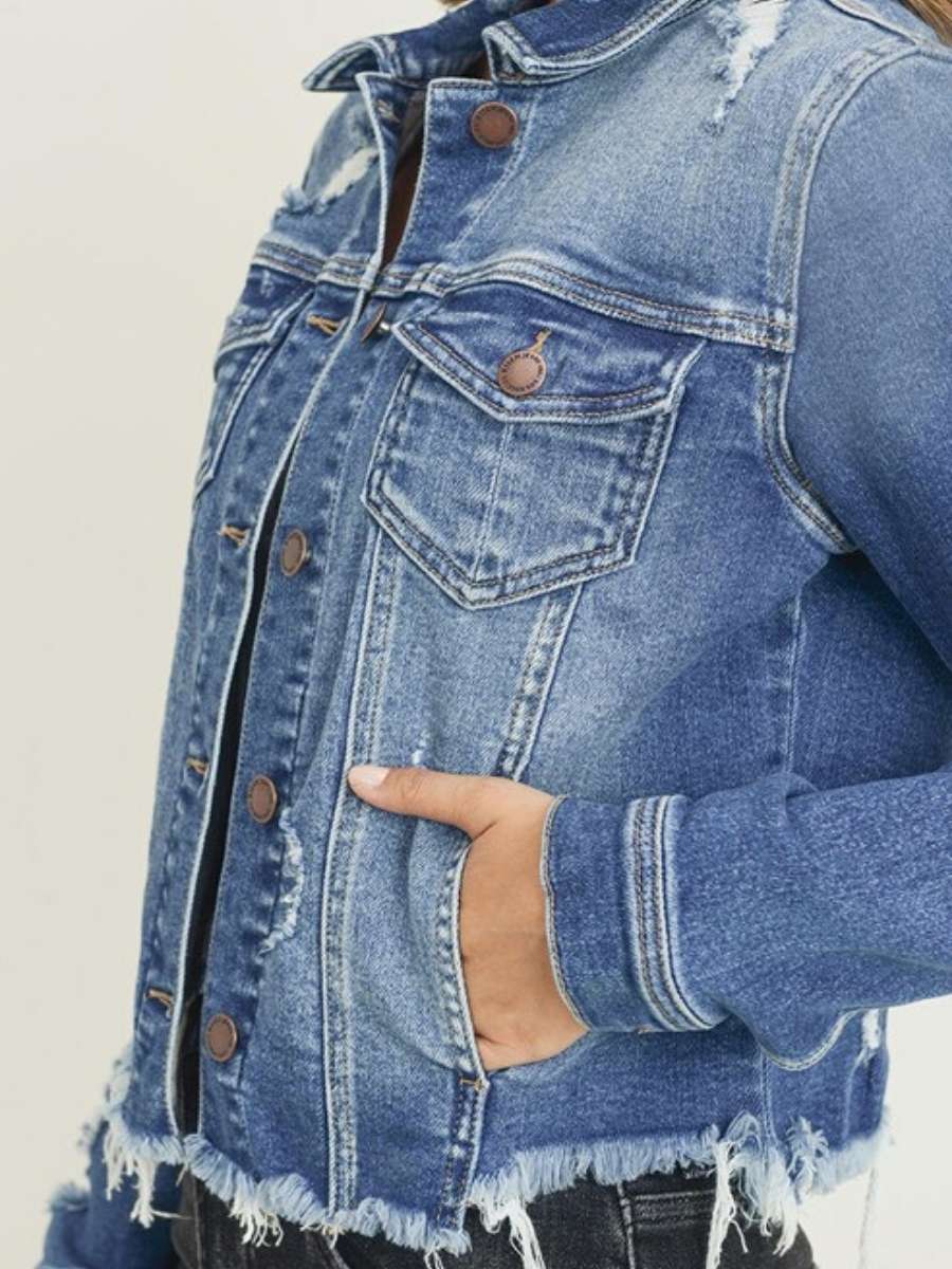 Raw Hem Blue Jean Jacket Raw Hem Blue Jean Jacket