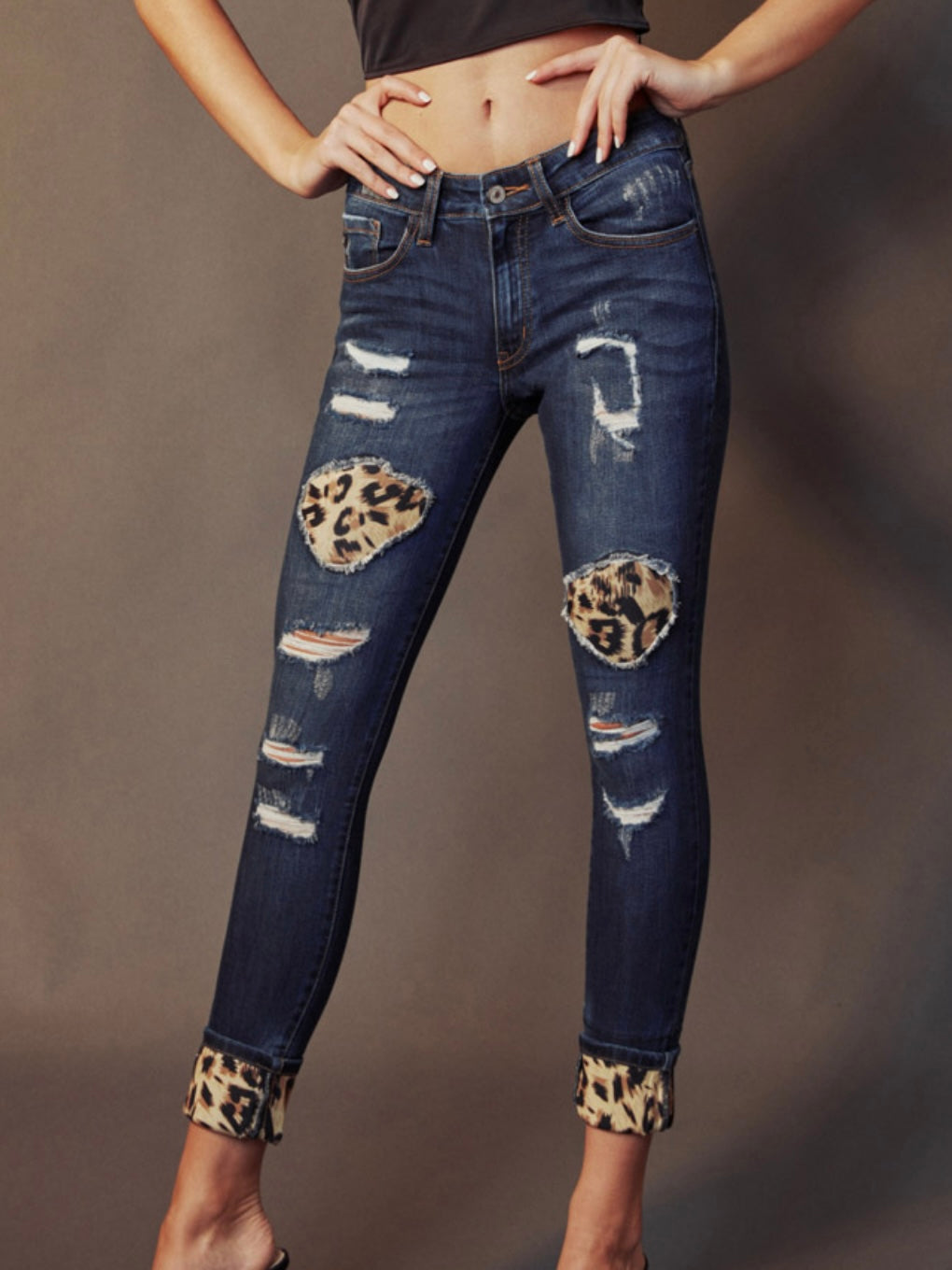 Distressed Leopard Jeans by Kancan Distressed Leopard Jeans by Kancan