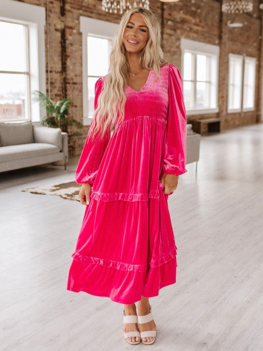 Blushing Pink Velvet Dress