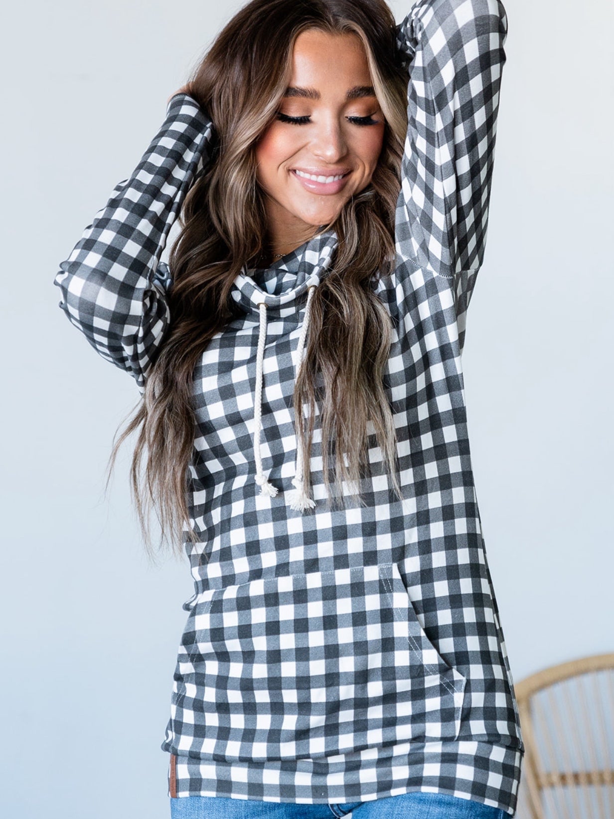 Plaid Love Cowlneck Sweatshirt Plaid Love Cowlneck Sweatshirt